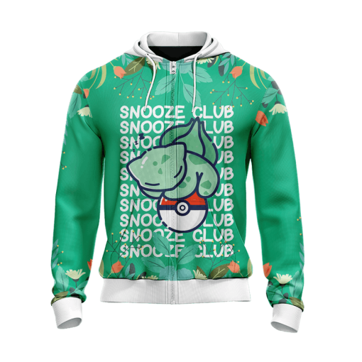 POKEMON Bulbasaur Snooze Club Zip Up Hoodie