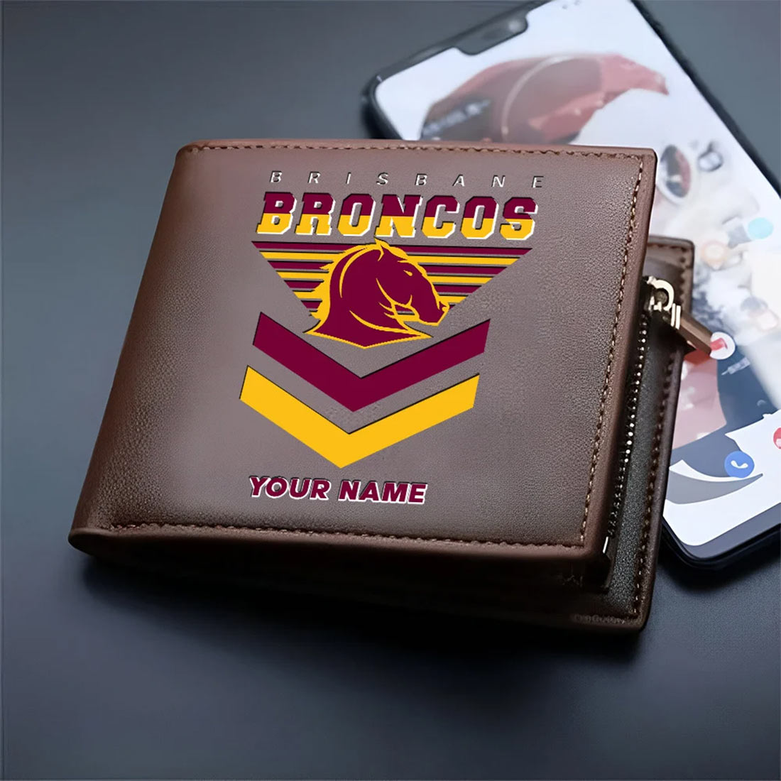 Brisbane Broncos Custom Name Special Edition Leather Wallet