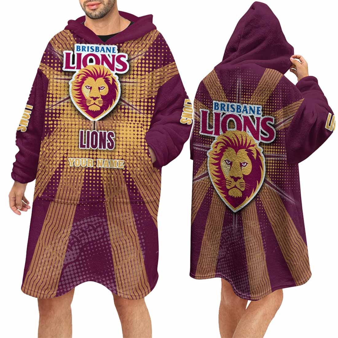 Brisbane Lions Custom Name Special Edition Fleece Oodie