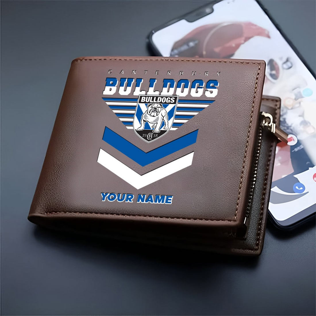 Canterbury-Bankstown Bulldogs Custom Name Special Edition Leather Wallet