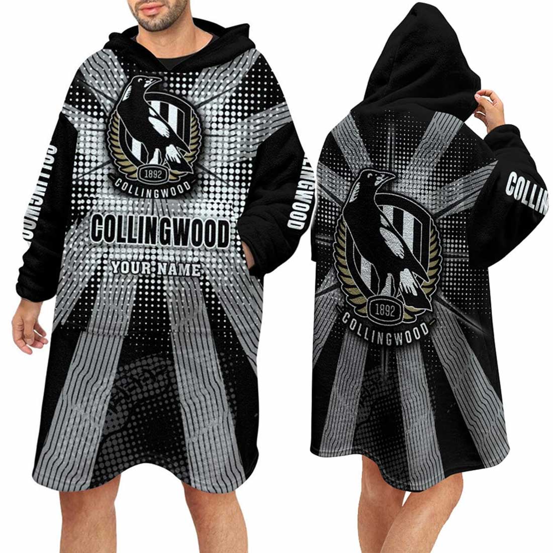 Collingwood Magpies Custom Name Special Edition Fleece Oodie