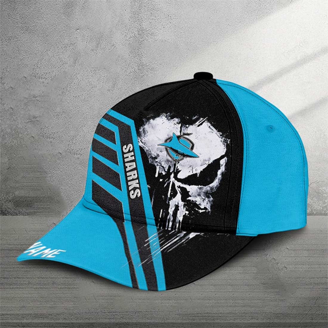 Cronulla-Sutherland Sharks Custom Name Special Edition Punisher Skull Cap