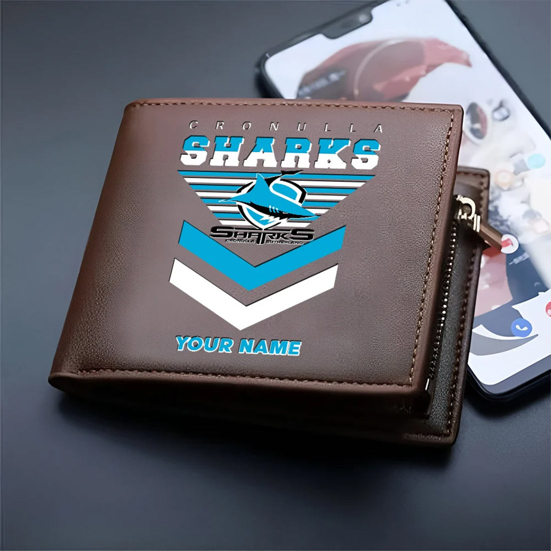 Cronulla-Sutherland Sharks Custom Name Special Edition Leather Wallet