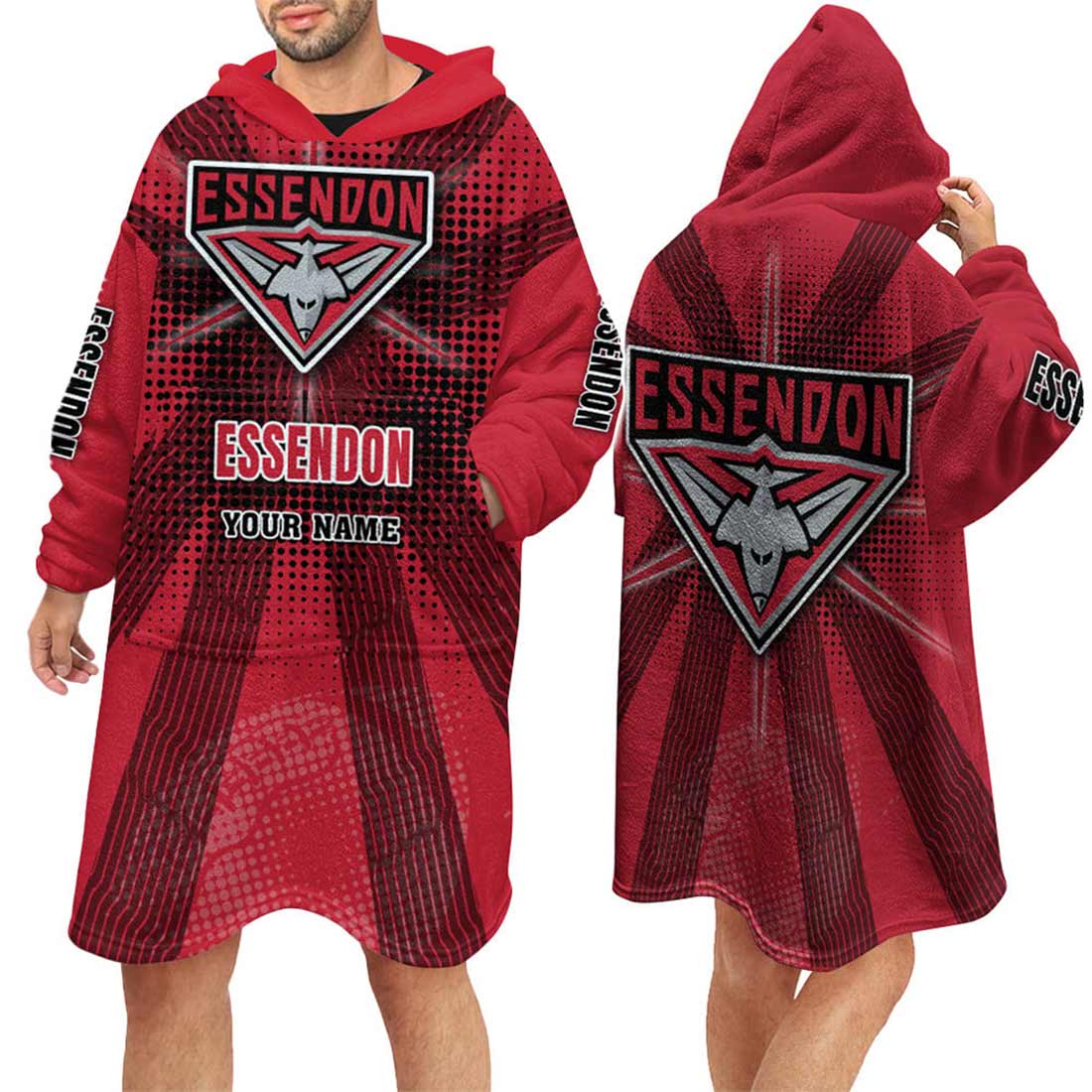 Essendon Bombers Custom Name Special Edition Fleece Oodie