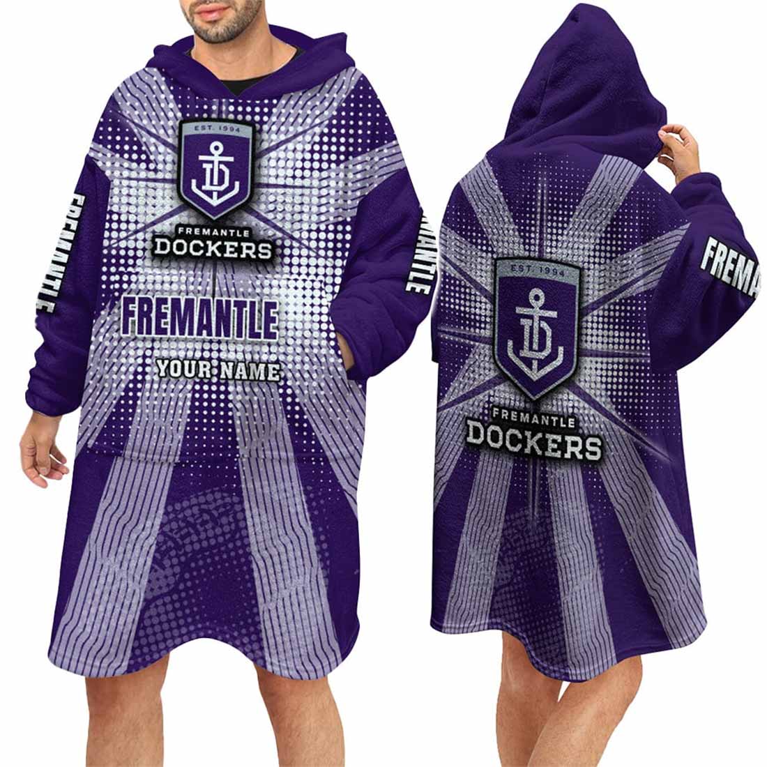 Fremantle Dockers Custom Name Special Edition Fleece Oodie