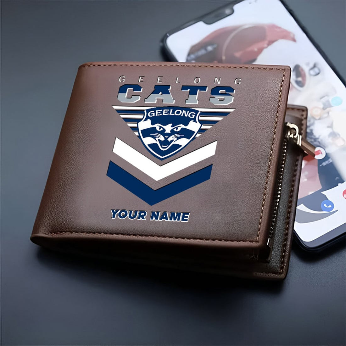 Geelong Cats Custom Name Special Edition Leather Wallet