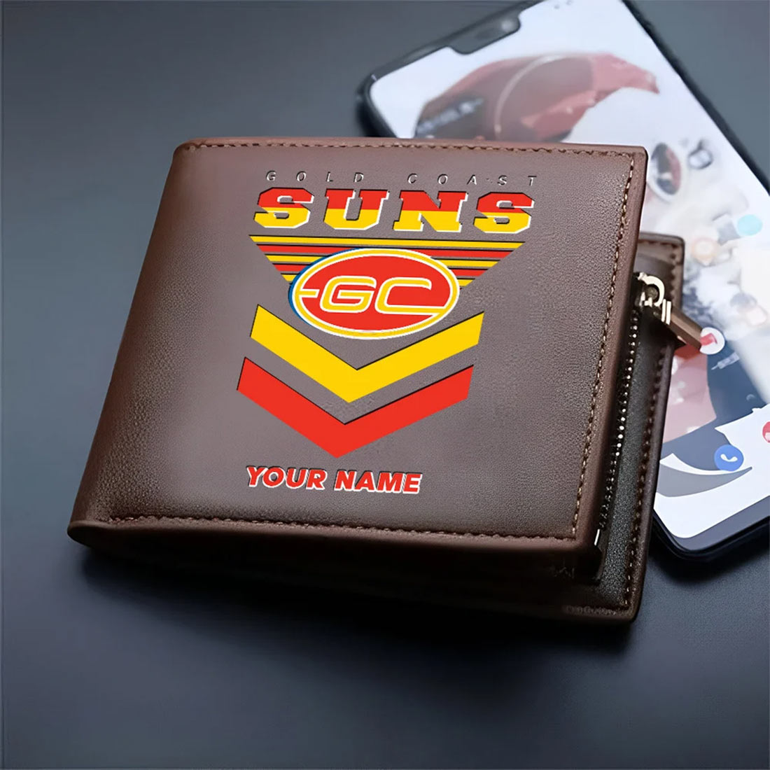 Gold Coast Suns Custom Name Special Edition Leather Wallet