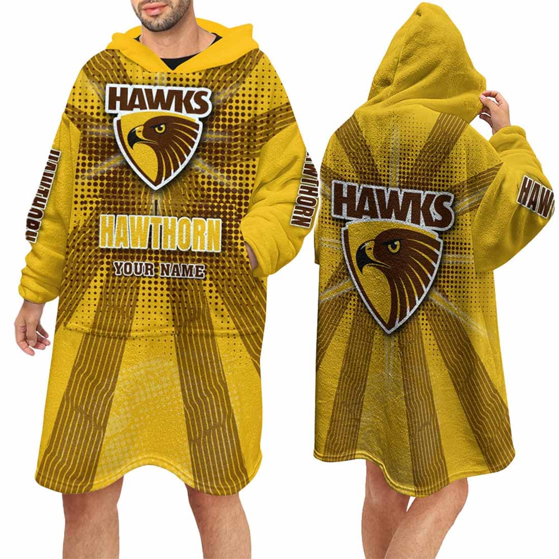 Hawthorn Hawks Custom Name Special Edition Fleece Oodie