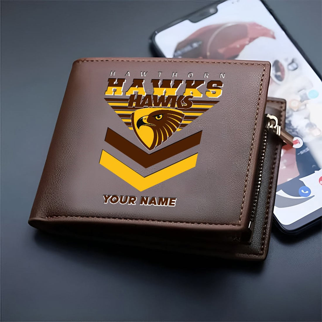 Hawthorn Hawks Custom Name Special Edition Leather Wallet