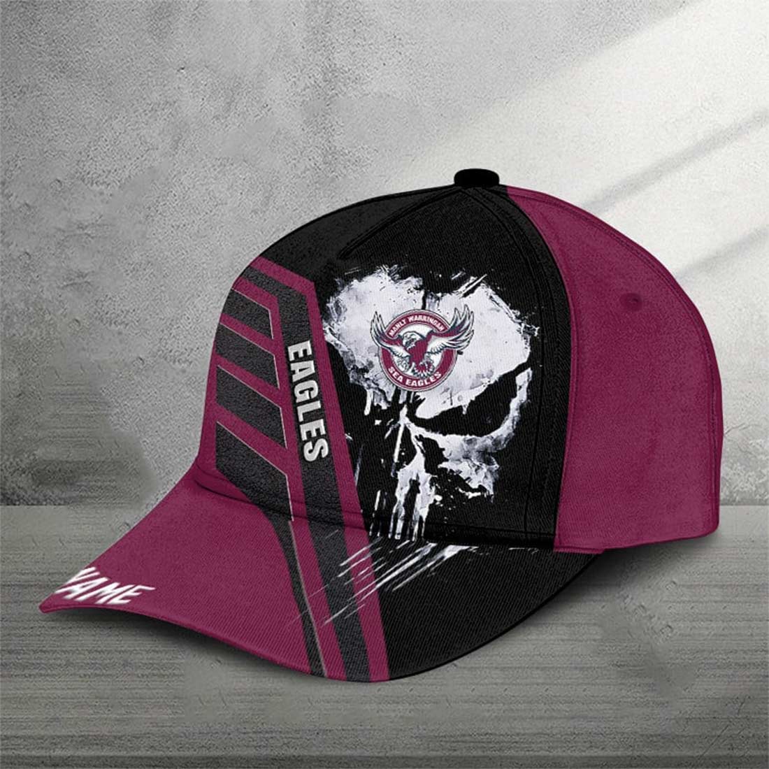 Manly Warringah Sea Eagles Custom Name Special Edition Punisher Skull Cap