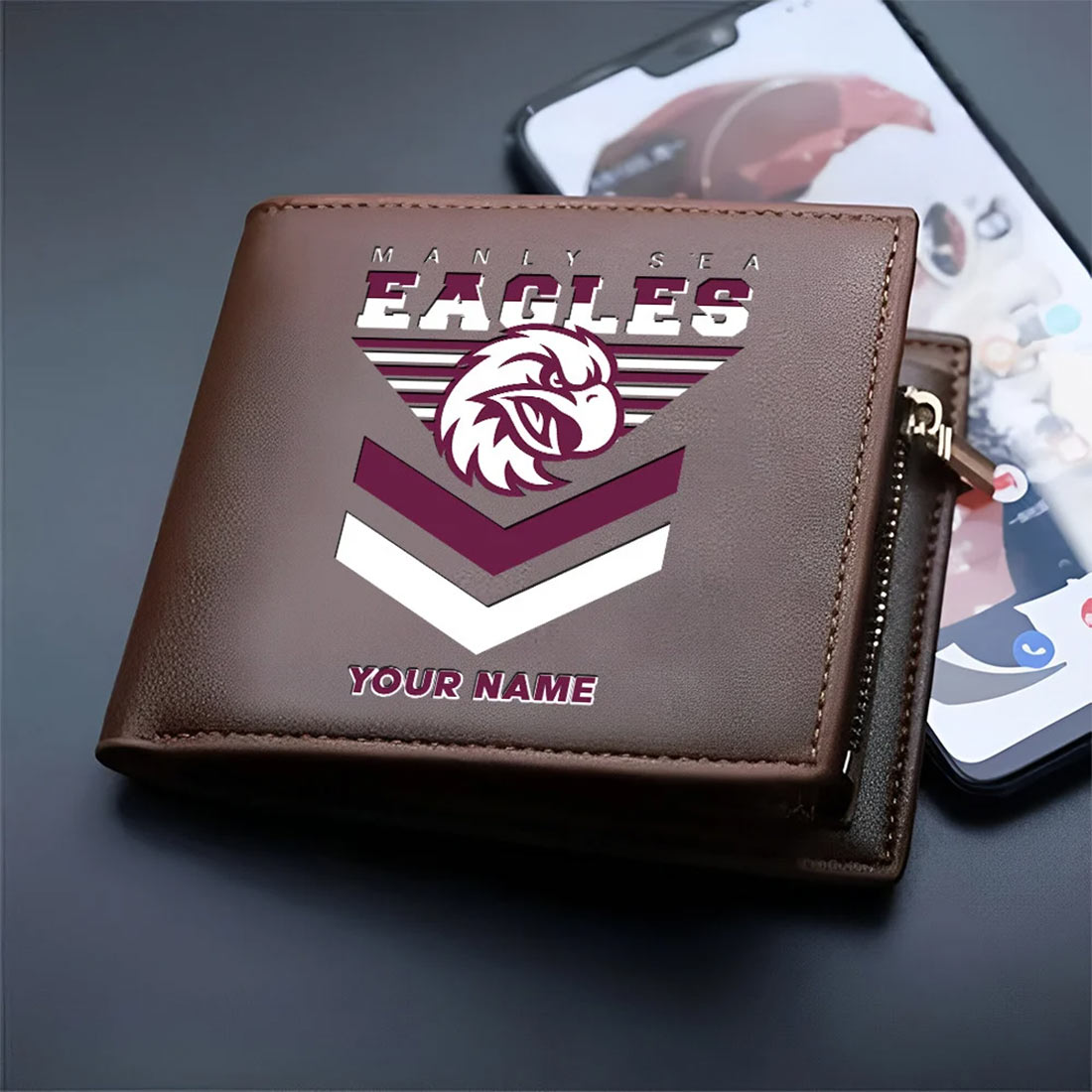 Manly Warringah Sea Eagles Custom Name Special Edition Leather Wallet