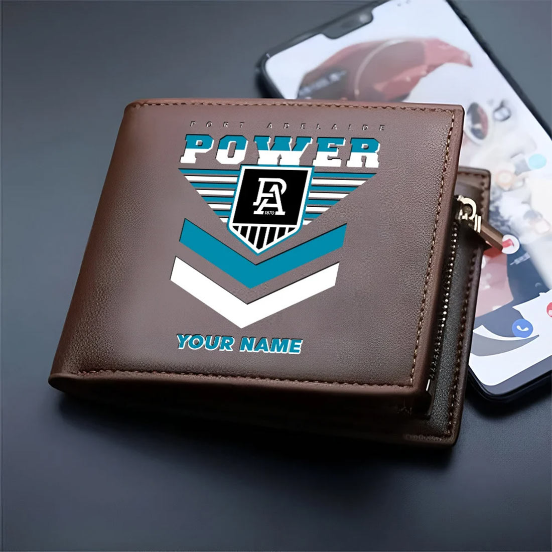 Port Adelaide Custom Name Special Edition Leather Wallet