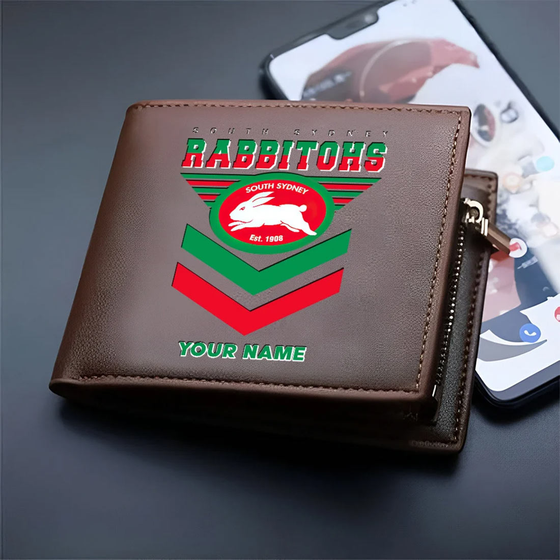 South Sydney Rabbitohs Custom Name Special Edition Leather Wallet