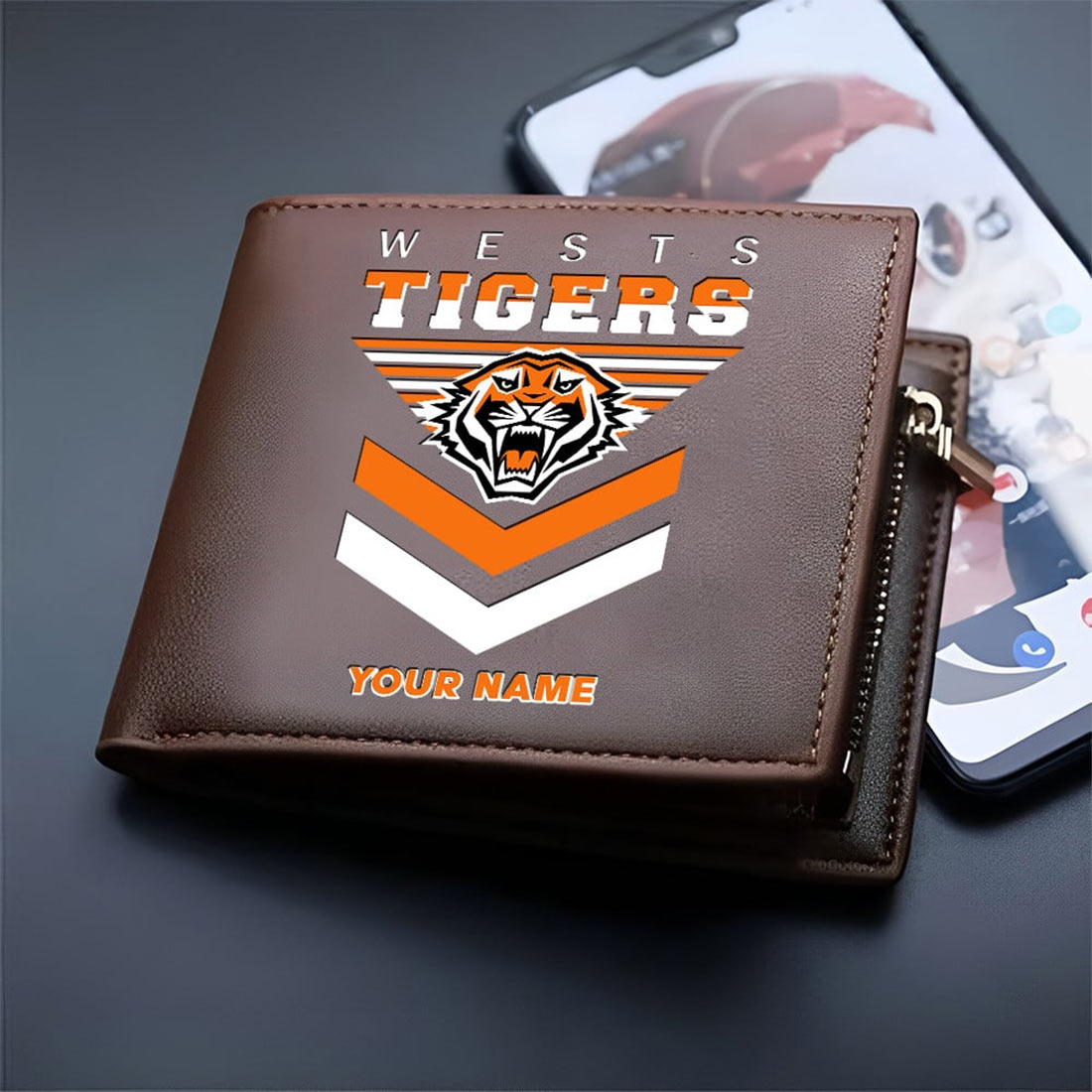 Wests Tigers Custom Name Special Edition Leather Wallet