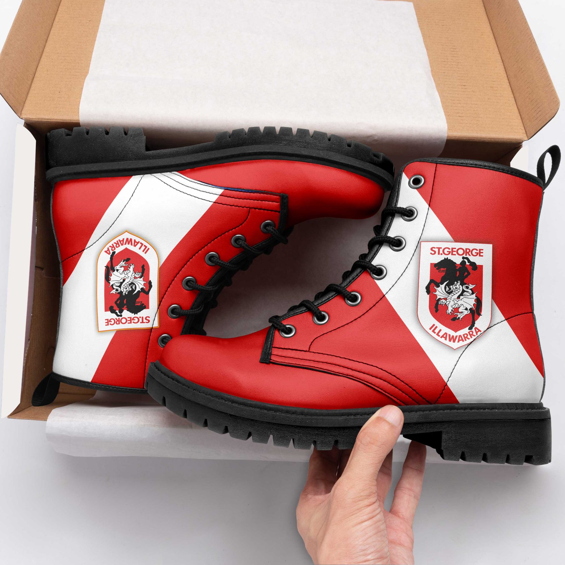 NRL St. George Illawarra Dragons Leather Boots