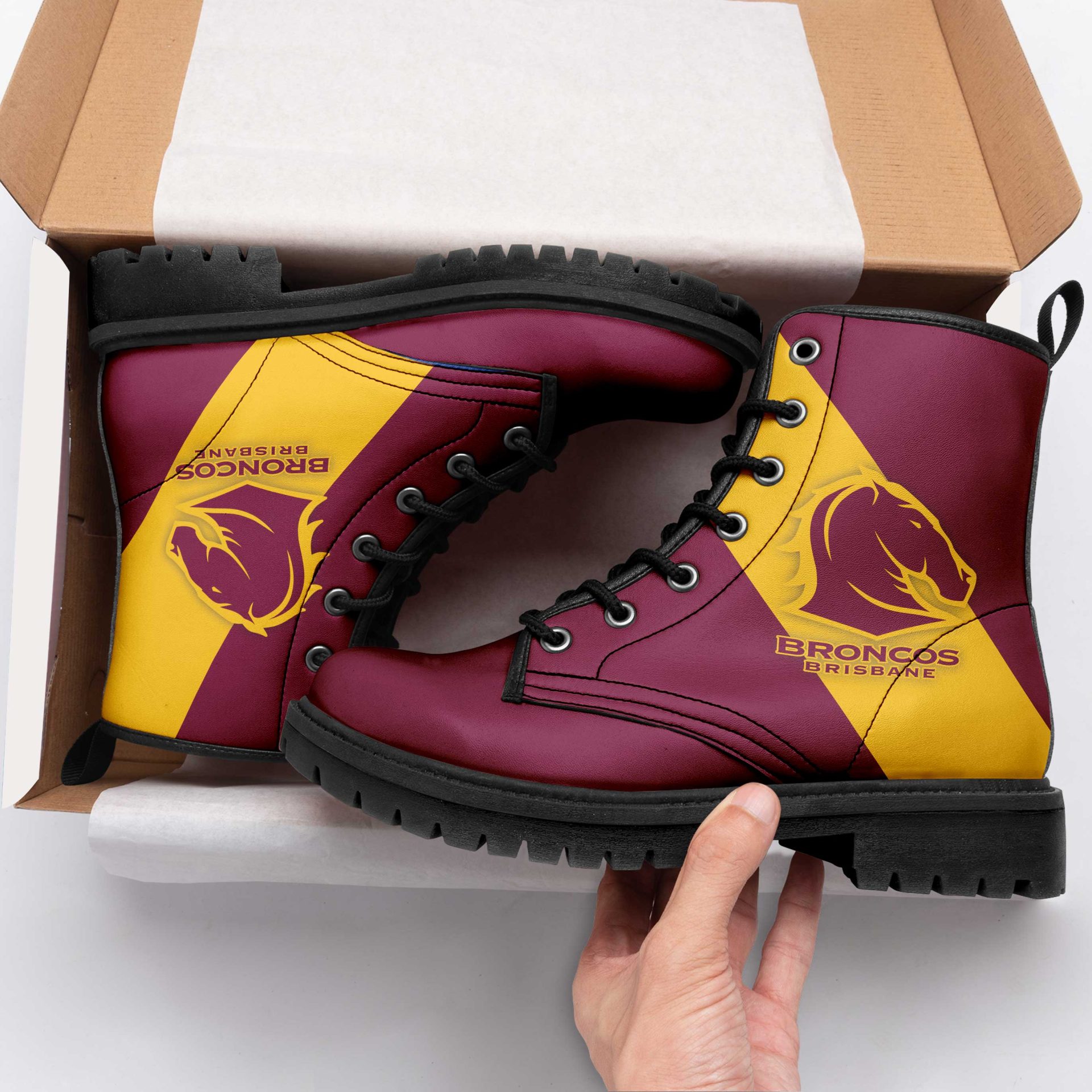 NRL Brisbane Broncos Leather Boots