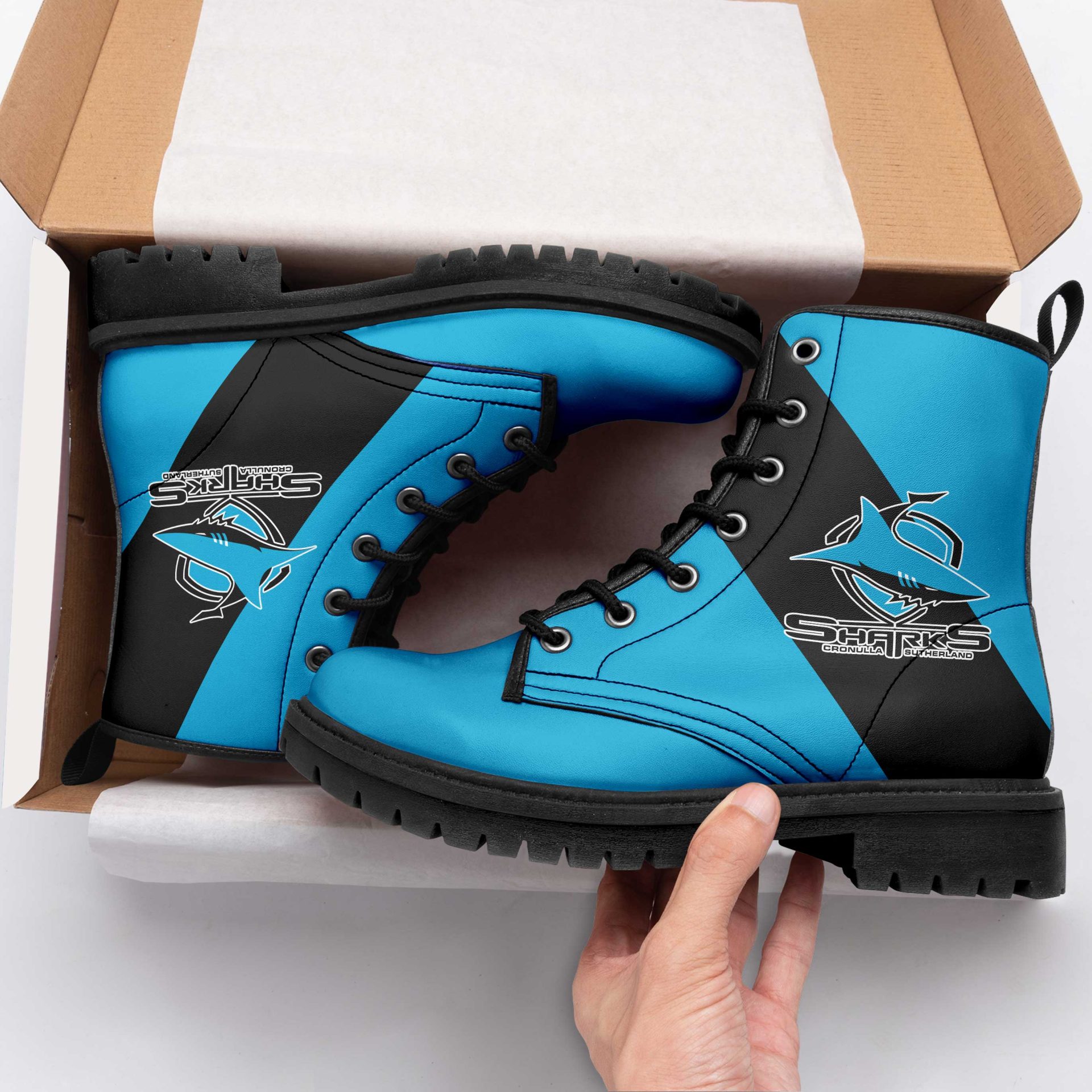 NRL Cronulla-Sutherland Sharks Leather Boots