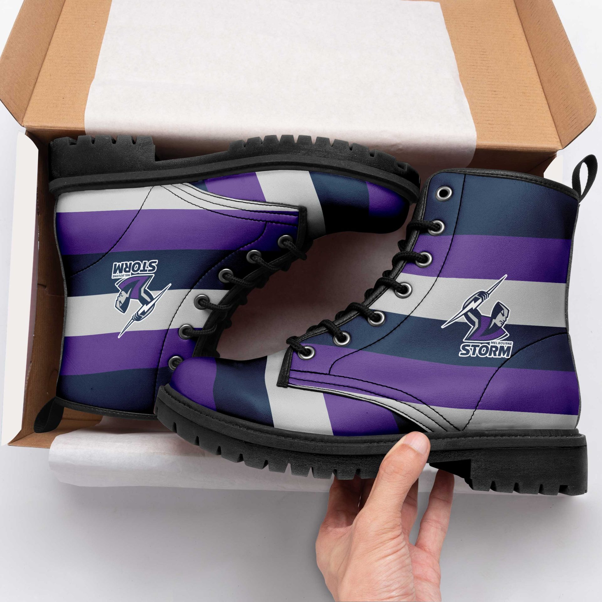 NRL Melbourne Storm Leather Boots