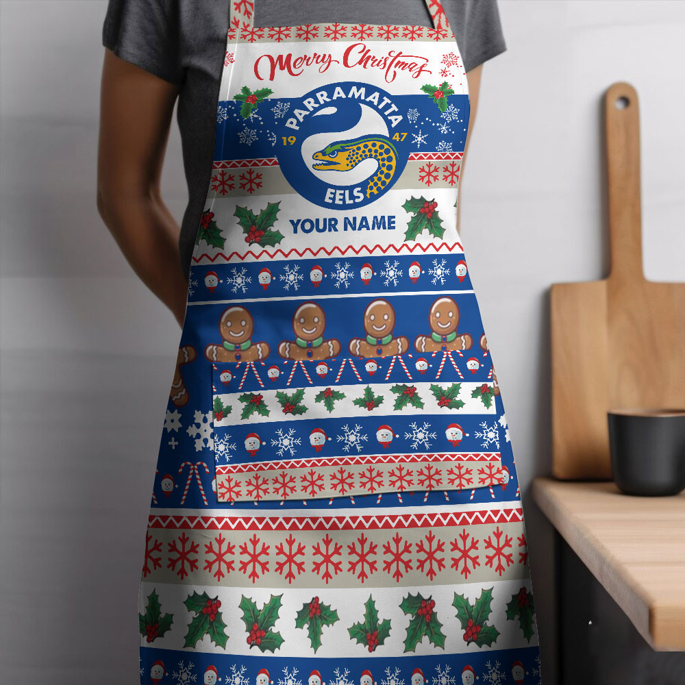 NRL Parramatta Eels Custom Name Christmas Gift For Fans Apron