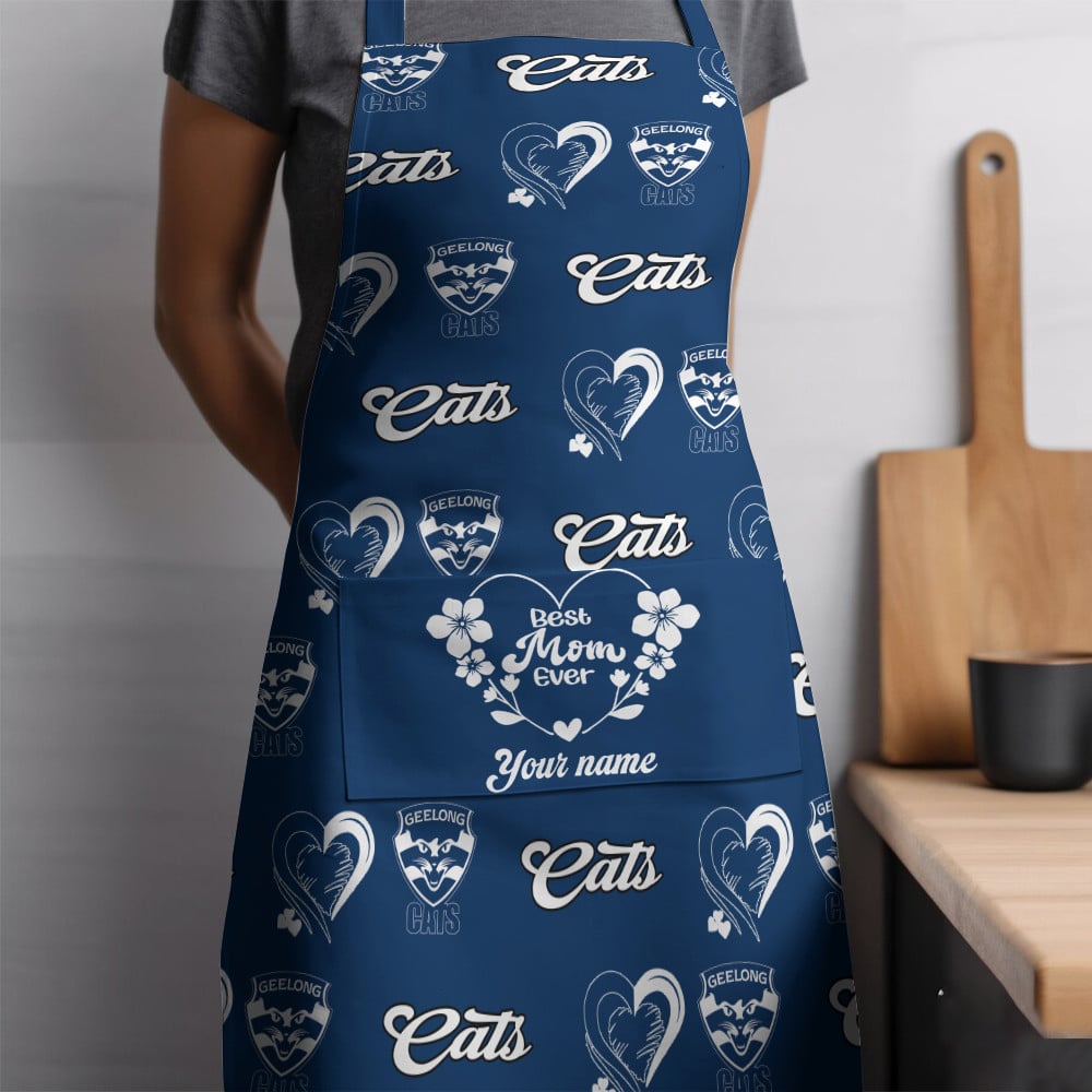 AFL Geelong Cats Custom Name Gift For Mom Apron