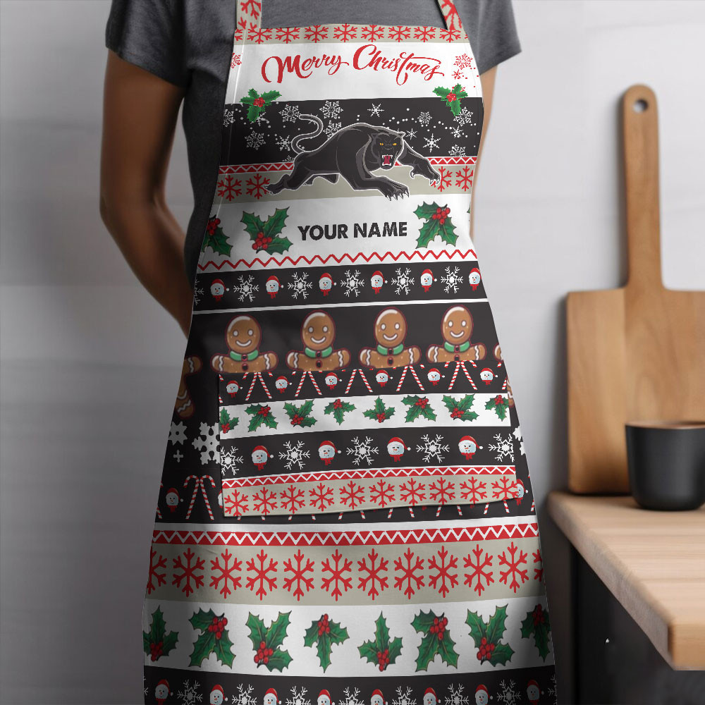 NRL Penrith Panthers Custom Name Christmas Gift For Fans Apron